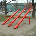 A set of playground seesaws.